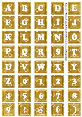 Gold Daisy Alphabet Tile Embellishment Sheet