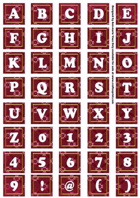 Hot Pink Daisy Alphabet Tile Embellishment Sheet