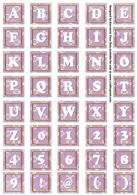 Lilac Daisy Alphabet Tile Embellishment Sheet