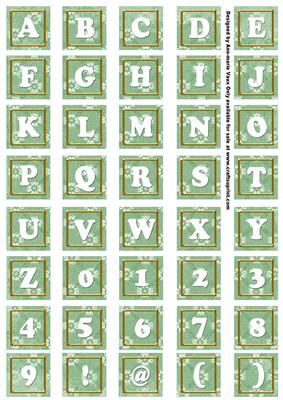 Mid Green Daisy Alphabet Tile Embellishment Sheet