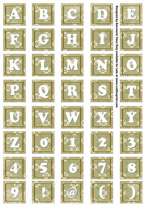 Olive Daisy Alphabet Tile Embellishment Sheet