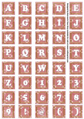 Pink Daisy Alphabet Tile Embellishment Sheet
