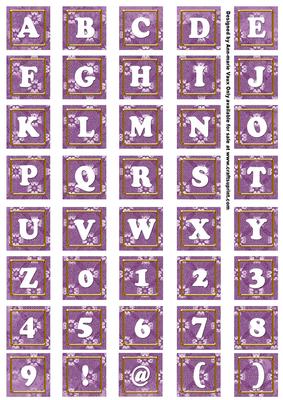 Purple Daisy Alphabet Tile Embellishment Sheet