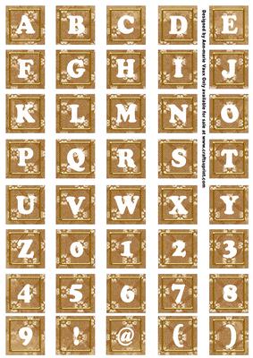 Vintage Tea Daisy Alphabet Tile Embellishment Sheet