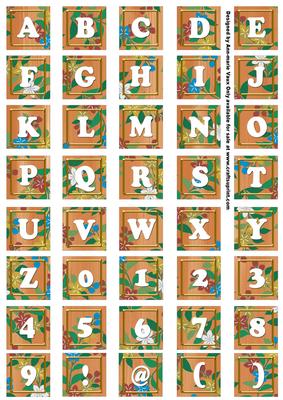 Borange Teeny Flower Alphabet Tile Embellishment Sheet