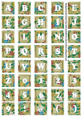 Cream Teeny Flower Alphabet Tile Embellishment Sheet