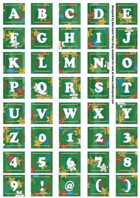 Dgreen Teeny Flower Alphabet Tile Embellishment Sheet
