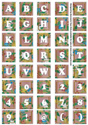 Dpink Teeny Flower Alphabet Tile Embellishment Sheet