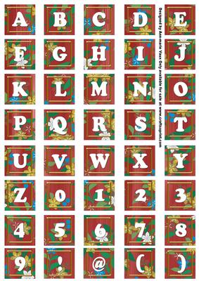 Dred Teeny Flower Alphabet Tile Embellishment Sheet