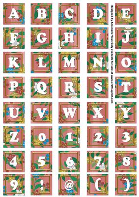 Pink Teeny Flower Alphabet Tile Embellishment Sheet