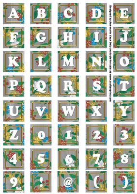 Silver Teeny Flower Alphabet Tile Embellishment Sheet