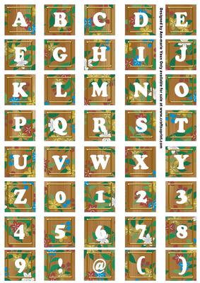Vintage Tea Teeny Flower Alphabet Tile Embellishment Sheet