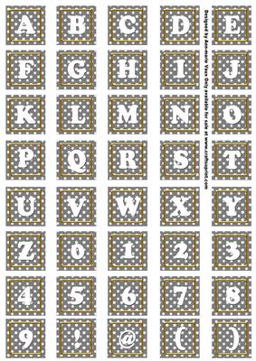 Black White Dotty Alphabet Tile Embellishment Sheet