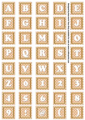 Borange White Dotty Alphabet Tile Embellishment Sheet
