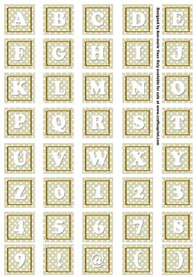 Cream White Dotty Alphabet Tile Embellishment Sheet