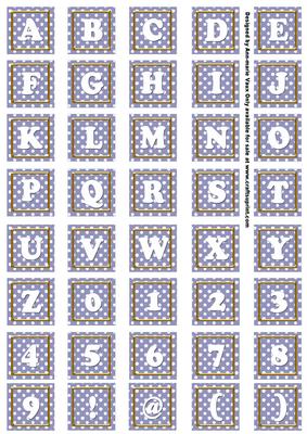 Dblue White Dotty Alphabet Tile Embellishment Sheet