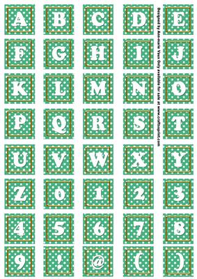 Dgreen White Dotty Alphabet Tile Embellishment Sheet