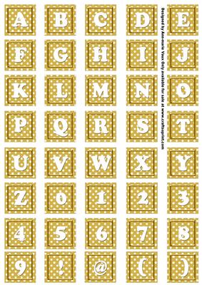 Gold White Dotty Alphabet Tile Embellishment Sheet