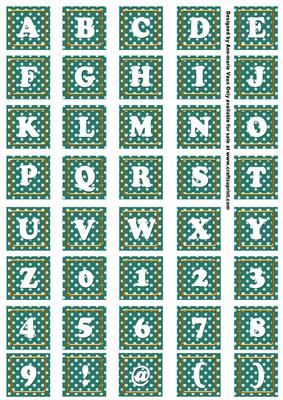 Peacock White Dotty Alphabet Tile Embellishment Sheet