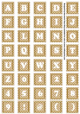 Vintage Tea White Dotty Alphabet Tile Embellishment Sheet