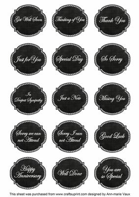 Black White Dotty Fancy Occasion Mix Sentiment Label Sheet