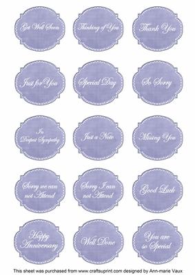 Blue White Dotty Fancy Occasion Mix Sentiment Label Sheet