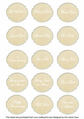 Cream White Dotty Fancy Occasion Mix Sentiment Label Sheet