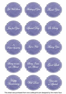 Dblue White Dotty Fancy Occasion Mix Sentiment Label Sheet