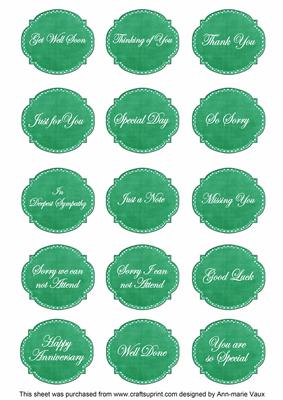 Dgreen White Dotty Fancy Occasion Mix Sentiment Label Sheet
