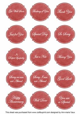 Dred White Dotty Fancy Occasion Mix Sentiment Label Sheet
