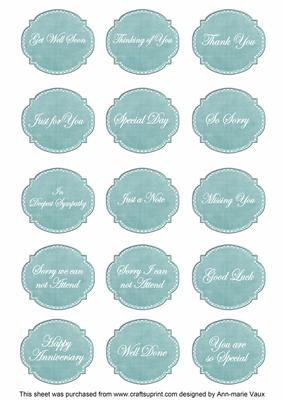 Dteal White Dotty Fancy Occasion Mix Sentiment Label Sheet