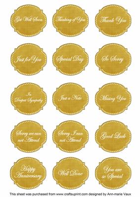 Gold White Dotty Fancy Occasion Mix Sentiment Label Sheet
