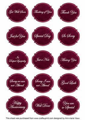 Hotpink White Dotty Fancy Occasion Mix Sentiment Label Sheet