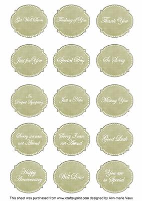 Olive White Dotty Fancy Occasion Mix Sentiment Label Sheet