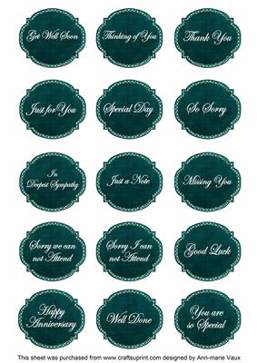 Peacock White Dotty Fancy Occasion Mix Sentiment Label Sheet