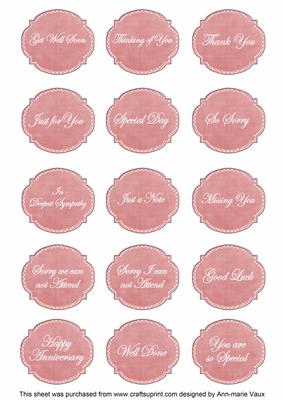 Pink White Dotty Fancy Occasion Mix Sentiment Label Sheet