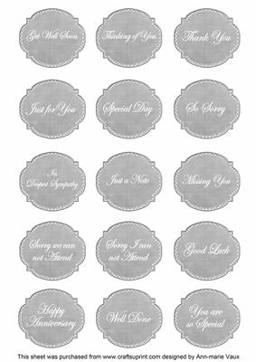 Silver White Dotty Fancy Occasion Mix Sentiment Label Sheet