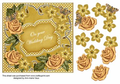 Gold Fmk Wedding Day 7in Fancy Decoupage Topper