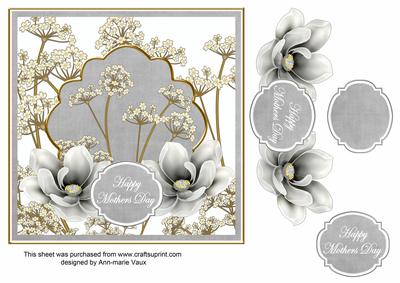 Silver Magnolia Mothers Day 7in Time Flower Decou Topper