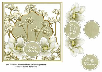 Olive Magnolia Happy Birthday 7in Time Flower Decou Topper