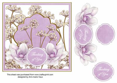 Lilac Magnolia Thinking of You 7in Time Flower Deco Topper