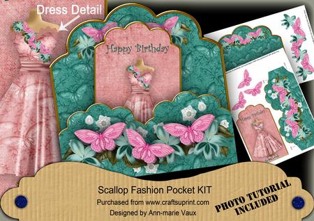 Tealpink Butterfly Birthday Scallop Fashion Tag Cf Mini Kit