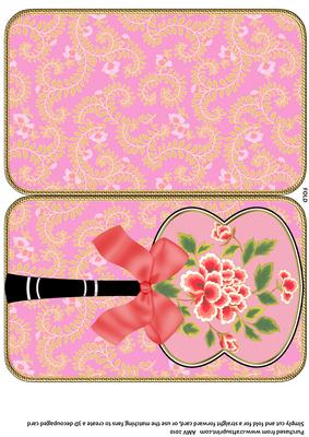 Pink Lotus Flower Oriental Hand Fan Card