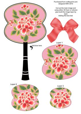 Pink Lotus Flower Oriental Hand Fan