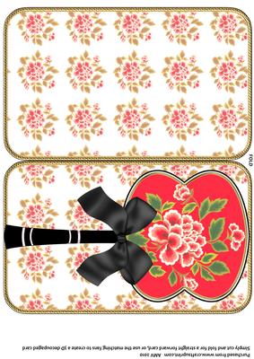 Red Lotus Flower Oriental Hand Fan Card