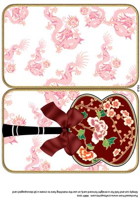 Plum Cherry Blossom Oriental Hand Fan Card