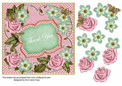 Pink Mint Fmk Thank You 7in Fancy Decoupage Topper