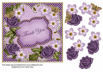 Purplefmk Thank You 7in Fancy Decoupage Topper