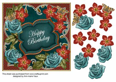 Peacock Sun Fmk Happy Birthday 7in Fancy Decoupage Topper