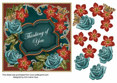 Peacock Sun Fmk Thinking of You 7in Fancy Decoupage Topper